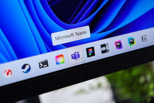 Poznan, Poland - June 6, 2025: Microsoft Teams application icon displayed on laptop screen, highlighting modern operating system interface for remote work and communication