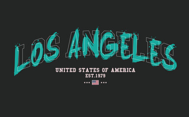 Art Tee, LOS ANGELES urban street style typography with grunge brush strokes. slogan tee, LOS ANGELES  text graffiti, typography college varsity USA state slogan print. t shirt print.eps8