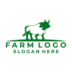 Simple cow logo design vector template. Farm logo design template