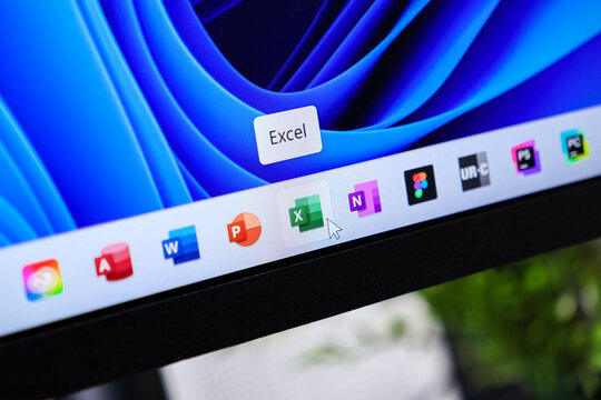 Poznan, Poland - June 6, 2025: Excel application icon with active tooltip on Windows 11 taskbar, symbolizing modern business productivity, precise data management, and advanced digital solutions