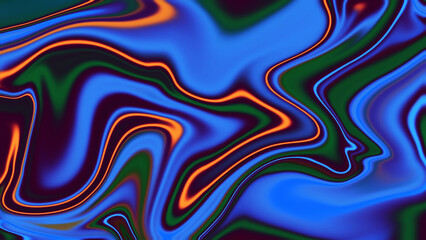 Abstract Swirling Liquid Marble Texture Vibrant Blue, Green, and Orange Hues