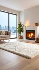 Cozy Winter Living Room Fireplace.