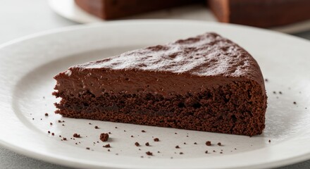 Chocolate cake slice on plate