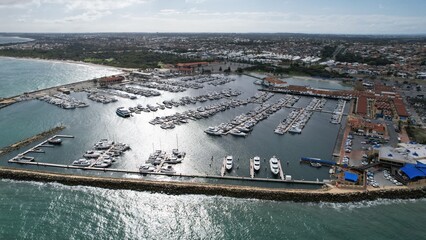 Hillarys, Australia – June 3, 2025: Aerial View of The Hillarys Boat Harbour of Perth CBD