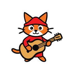 A cat playing guitar