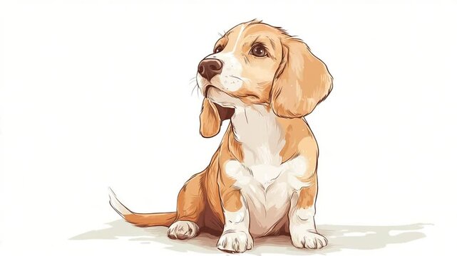 Cute Beagle Puppy Animated Sequence with Artistic Style and Detailed Illustrations