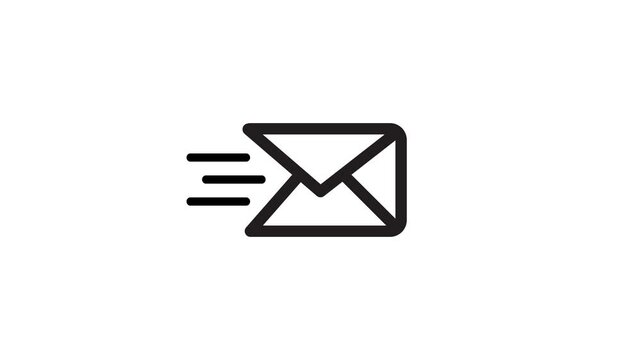 Mail envelope icon simple animation isolated on white background