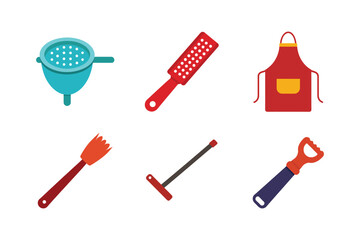 Set of colorful kitchen tools for design