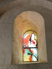 Sierkussen Glas in lood vitrail à l'intérieur de L'église Saint-Barthélemy de Bauzens  © JC DRAPIER