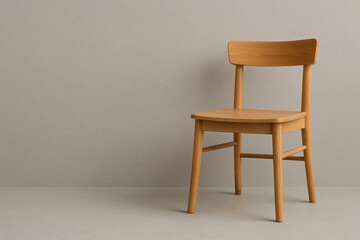 wooden chair on a white wall