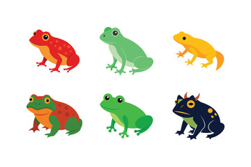 Set of colorful frog vector pack