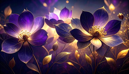 Mystical Purple Flowers with Night Bloom.