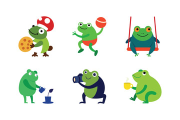 Set of colorful frog vector collection