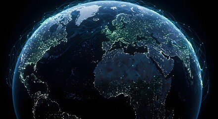 Obraz premium Global Network Illuminating the World's Interconnections