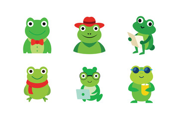 Obraz premium Set of colorful frog collection bundle