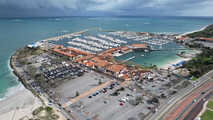 Hillarys, Australia – June 3, 2025: Aerial View of The Hillarys Boat Harbour of Perth CBD