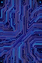 Neon Circuit Board Abstract with Futuristic Blue Glow