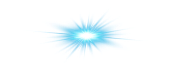 Bright Sun Energy Burst PNG. Shining Blue Star Glow with Transparency
