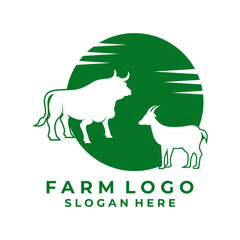 Cow and Goat logo design vector. Farm logo design vector template