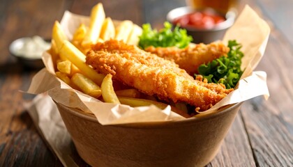 Crispy Fish  Chips Basket.