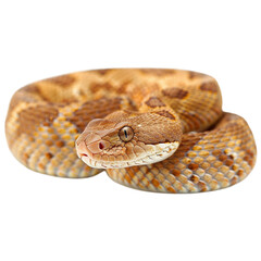 Coiled brown rattlesnake on transparent background