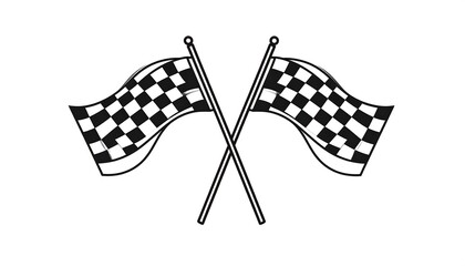 Crossed checkered flags with finish line.