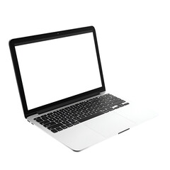 Modern Silver Laptop Computer Blank Screen Technology Device