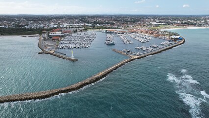 Hillarys, Australia – June 3, 2025: Aerial View of The Hillarys Boat Harbour of Perth CBD