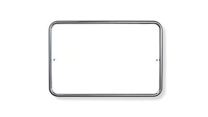 Rectangular chrome frame with rounded corners and two small screws on a white background
