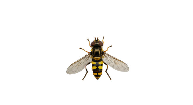 Hoverfly insect top view isolated on white background
