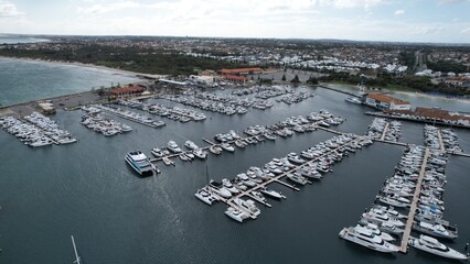 Hillarys, Australia – June 3, 2025: Aerial View of The Hillarys Boat Harbour of Perth CBD