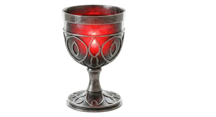 Ornate red and silver goblet isolated PNG with Transparent Background