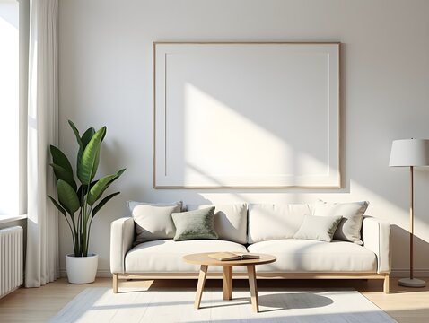 Modern Living Room Wall Mockup Featuring a Chic and Contemporary Interior