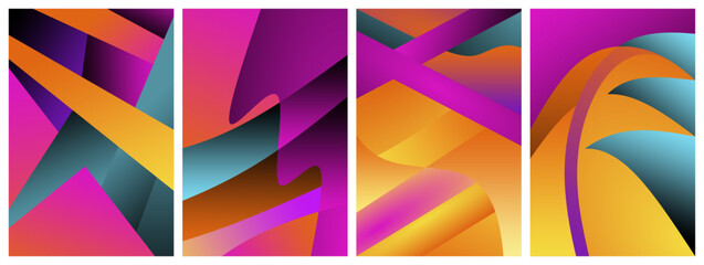Minimal abstract background set. Futuristic pattern with gradient colors. Vector illustration.