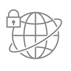 セキュリティマークがついたシンプルな地球のアイコン_3