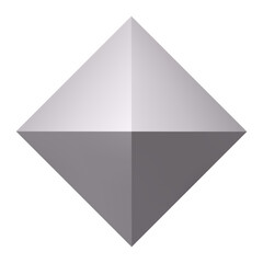 Gray octahedron rotating showing different shades of gray creating a beautiful gradient with white background, perfect for illustrations related to geometry, architecture, and design
