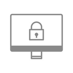 鍵マークが表示されたデスクトップパソコンのアイコン