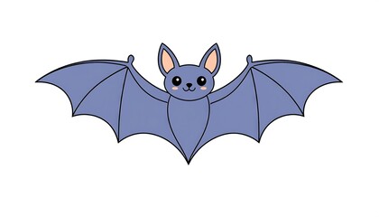 Cute Cartoon Bat Flying.