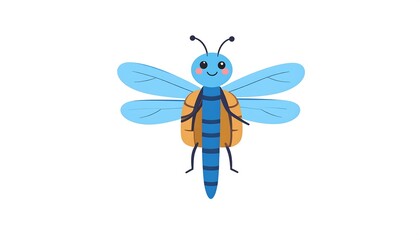 Cute Cartoon Dragonfly Illustration.