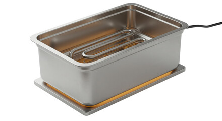 Stainless steel water bath with electric heater isolated PNG with Transparent Background