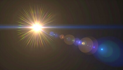 Bright Lens Flare with Starburst Effect.