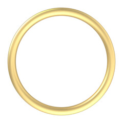 Glistening golden ring creating a perfect circle on a pristine white background, serving as an ideal element for wedding, anniversary, engagement, or Valentine's Day projects