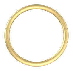 Simple golden ring forming a perfect circle on a white background, representing concepts like eternity, infinity, wedding, commitment, and precious metal