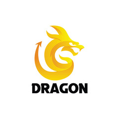 Dragon head logo template in gradient color design style