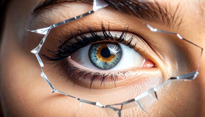 Broken Glass Eye Closeup.