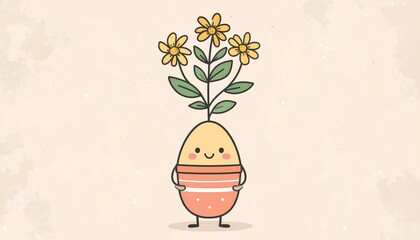 Cute Egg Plant with Flowers.
