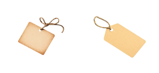 Gift and craft tags isolated set on transparent background