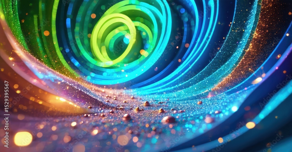 Poster vibrant swirling lights create abstract tunnel effect. colors blend, forming dynamic energy flow. br