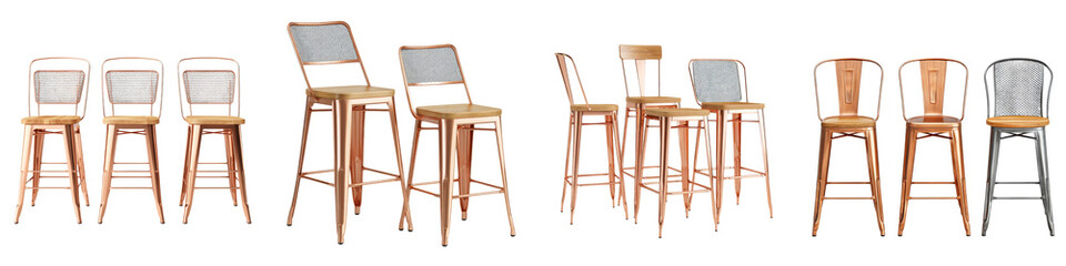 A collection of modern bar stools and chairs for home or commercial use  long title A diverse selection of contemporary industrial style bar stools