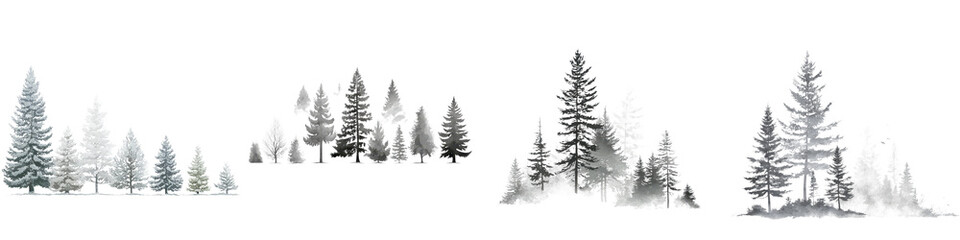 Obraz premium Serene winter forest landscape with snow covered trees